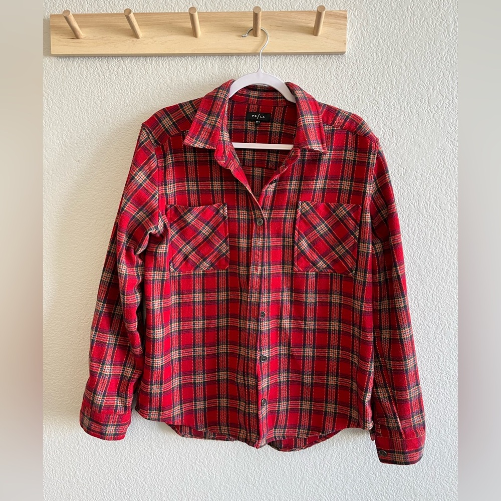 PacSun Red Plaid Button-Down Shacket